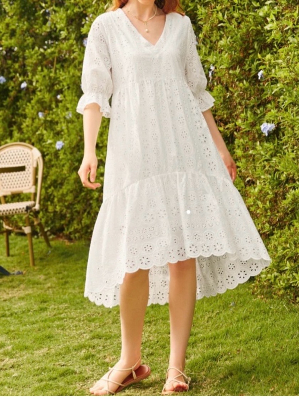 Modcloth White Eyelet Midi Dress